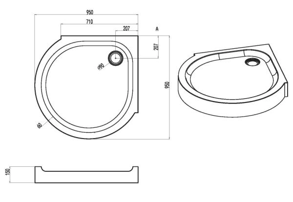 Душевой поддон, 95x95 см AM.PM Like W83T-333-095W белый