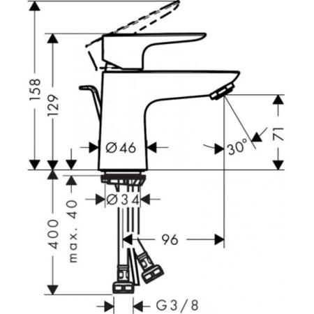 Hansgrohe 71703000 Talis E Смеситель для раковины 71 мм, со сливным гарнитуром, CoolStart, хром