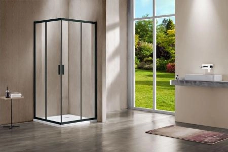 Душевой уголок Vincea Garda VSS-1G100CLB, 1000*1000, черный, стекло прозрачное