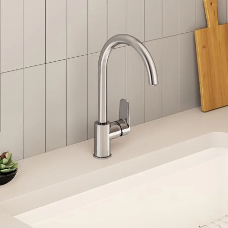 Смеситель VitrA Flow Soft  A43419EXP с поворотным изливом однорычажный хром латунь