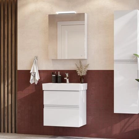 Roca Oleta Зеркальный шкаф 60х70см, DX, c LED-светильником, цвет: белый