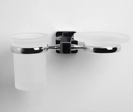 Стакан для зубных щеток WasserKraft Lippe K-6526 c мыльницей хром