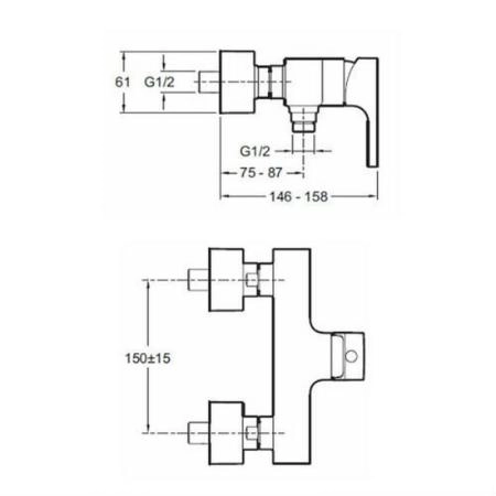 Смеситель Jacob Delafon STRAYT E45371-CP для душа хром