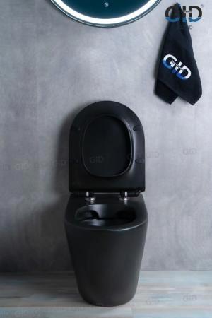 Унитаз Gid TRS-269BM 56 см приставной безободковый микролифт черный матовый