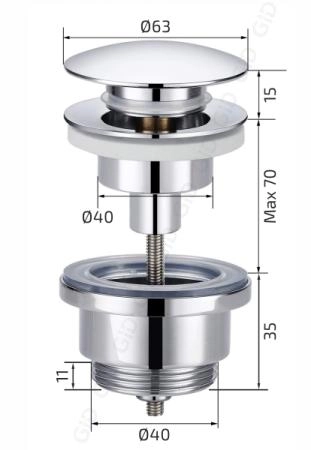 Донный клапан Gid G-36CH универсальный хром
