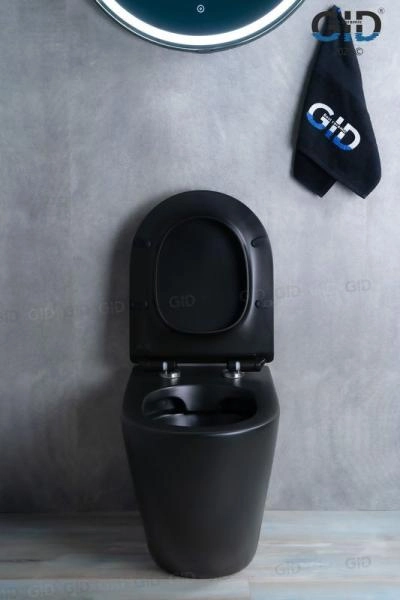 Унитаз Gid TRS-269BM 56 см приставной безободковый микролифт черный матовый