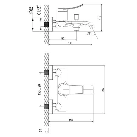 Смеситель для ванны Azario ABILITY с ручным душем, графит (AZ-VRY238331AJ)