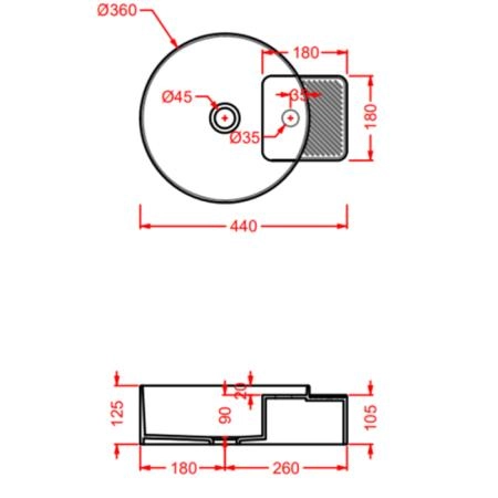 Artceram Cartesio Раковина 44х36 см, без отв., накладная, цвет: розовый