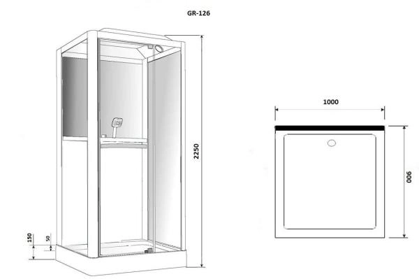 Душевая кабина GROSSMAN GR126 (90x100x225) гидромассажная с радио