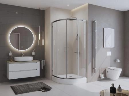 Поддон для душа BelBagno 80x80 полукруг акрил TRAY-BB-R-80-550-15-W