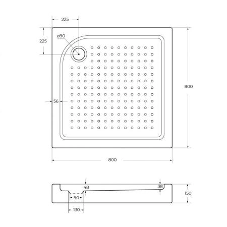 Поддон для душа BelBagno 90x90 квадратный акрил TRAY-BB-A-90-15-W