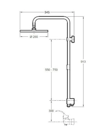 Душевая система Jacob Delafon EO E11716-CP квадратный верхний душ