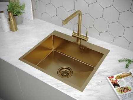 Кухонная мойка Paulmark ISAR PM805951-BG брашированное золото 590х510мм нерж. Сталь