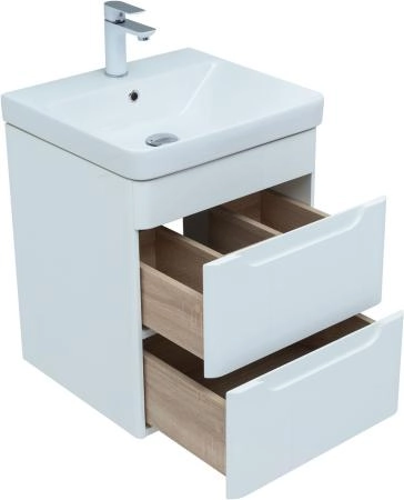 Тумба под раковину Aquanet София 50 белый глянец (2 ящика)