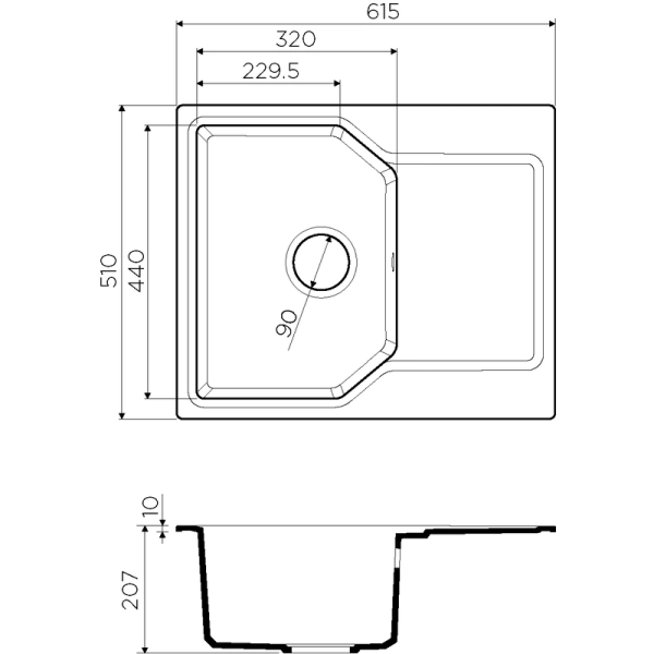 Кухонная мойка Omoikiri Yonaka 61-SA 4993639, 615х510, бежевый