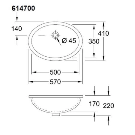 Раковина Villeroy&Boch EVANA 61470001 51х34 см встроенная