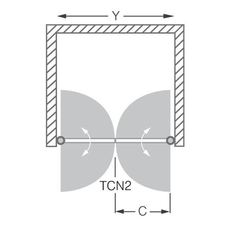 Душевая дверь Roltechnik TCN2/1100 Двухстворчатые стеклянные 110 стекло прозрачное профиль матовый хром