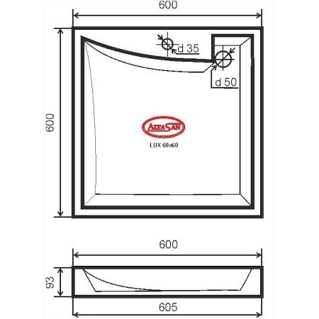 Раковина над стиральной машиной Altasan LUX 600х600 с кронштейнами и сливной системой