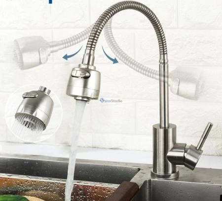 Смеситель для кухни Frap F44899-1 с краном для фильтр/воды сатин