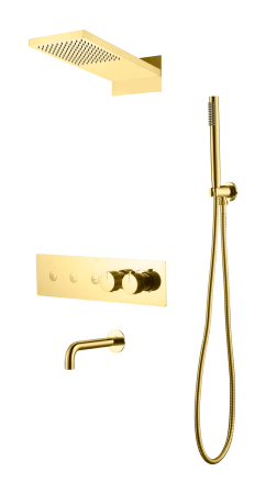 Встроенная душевая система Boheme FUSION с термостатом, GOLD с изливом 131-2-G