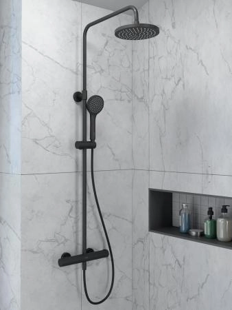 Душевая система VitrA Joy A4729836EXP с термостатическим смесителем и ручным душем матовая черная