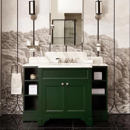Devon&Devon Flair Тумба под раковину 128х102см., со столешницей из мрамора Calacatta Borghini и раковиной White50, цвет: English Green
