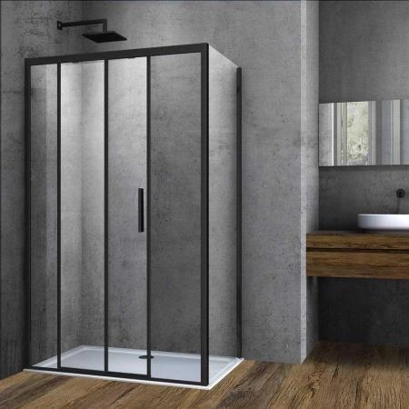 Душевой уголок Vincea Soft VSR-3SO9014CLB, 1400*900, черный, стекло прозрачное