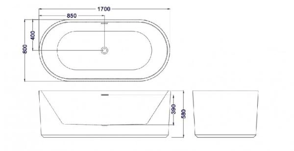 Ванна Esbano Tortuga black  отдельностоящая 170х80х59