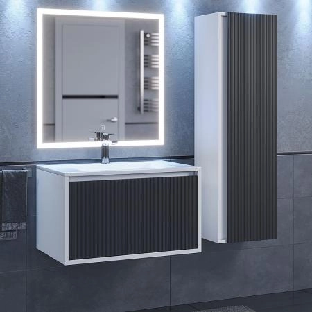 Тумба под раковину Uperwood Next Premium подвесная, 70 см, белая/графит, 1 ящик