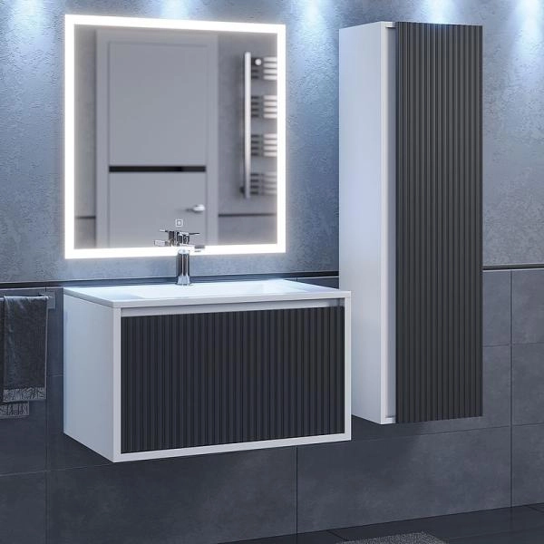 Тумба под раковину Uperwood Next Premium подвесная, 70 см, белая/графит, 1 ящик