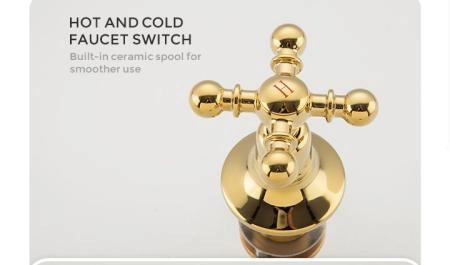 Смеситель Gappo G1189-6 на борт ванны 4 отверстия, золото