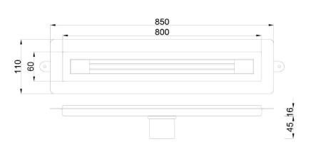 Душевой лоток Boheme B&T INFINITY 80см, нерж.сталь GUN METAL 981-80-GM