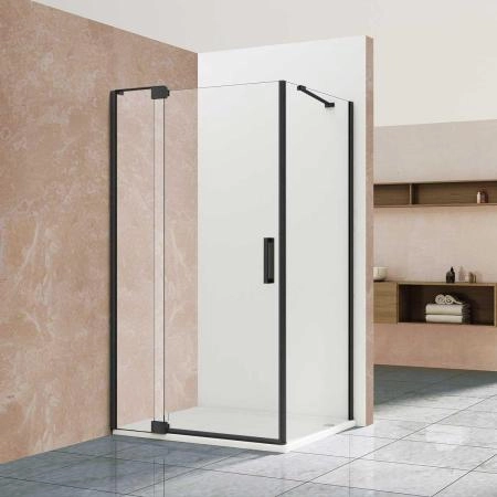 Душевой уголок Vincea Extra VSR-1E901090CLB, 900/1000*900, черный, стекло прозрачное