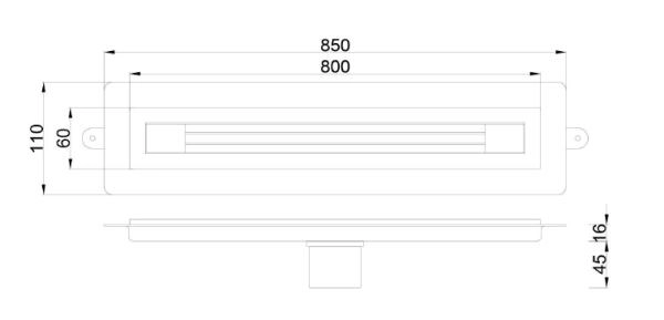 Душевой лоток Boheme B&T INFINITY 80см, нерж.сталь GUN METAL 981-80-GM