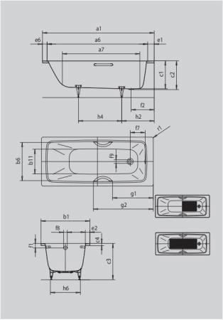 Ванна KALDEWEI Cayono 170x75 anti-sleap+easy-clean mod. 750 275030003001 стальная