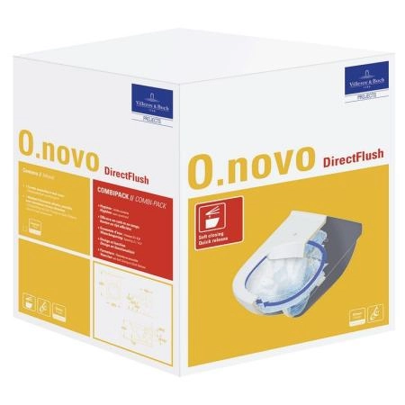 Унитаз Villeroy&Boch O.NOVO 5660HR01 (5660R001+9M38S101) подвесной с сиденьем