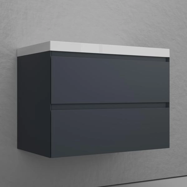 Тумба подвесная Style Line Манхэттен 80 ЭМАЛЬ под ASTI 80 2 ящика PLUS графит