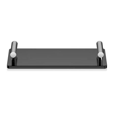 Decor Walther Club Tab Поднос с ручками, стеклянный, настольный, цвет: хром / черное стекло