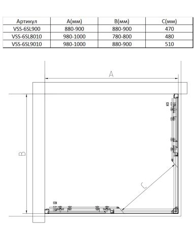 Душевой уголок Vincea Slim 8mm VSS-6SL8010CL, 1000*800, хром, стекло прозрачное