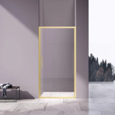 Душевая дверь Vincea Slim 8mm VDP-4SL100CLG, брашированное золото, стекло прозрачное