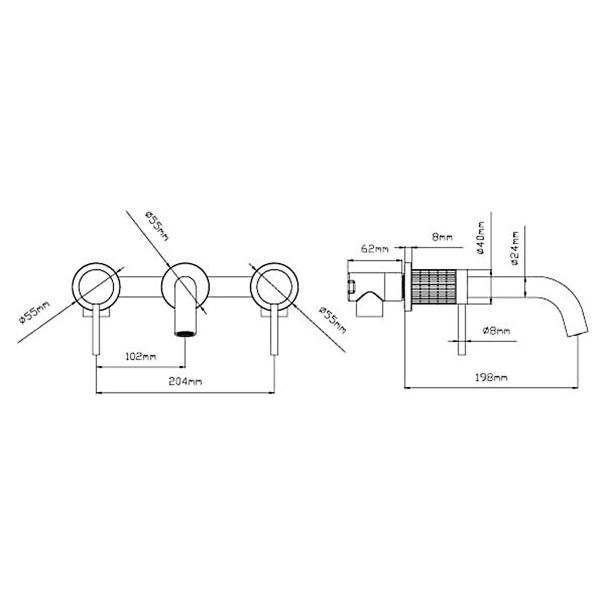 Смеситель Vincea Groove VBFW-4G1GM для раковины встраиваемый, вороненая сталь
