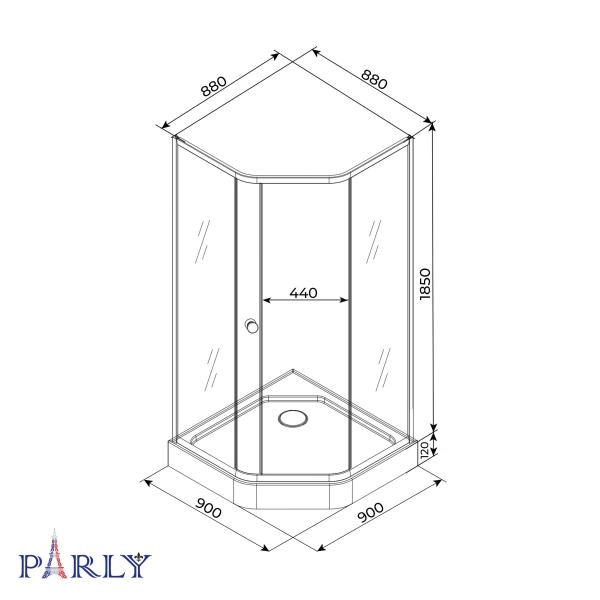 Душевой уголок с поддоном PARLY ZEР91FR (90х90х197)