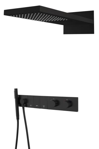 Встроенная душевая система Boheme ZODIAC с термостатом, трехпозиционная Black 133-B