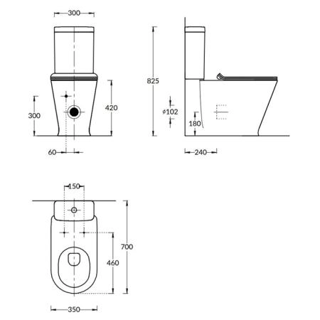 Kerama Marazzi Plaza Modern Унитаз моноблок 35x70см, безободковый, цвет: белый глянцевый