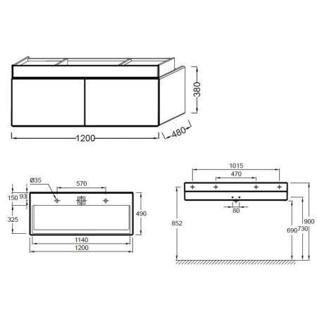 Тумба под раковину Jacob Delafon TERRACE EB1188-N23 120 см цвет коричневый