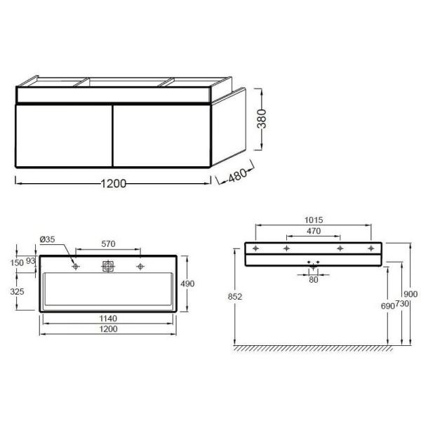 Тумба под раковину Jacob Delafon TERRACE EB1188-N23 120 см цвет коричневый