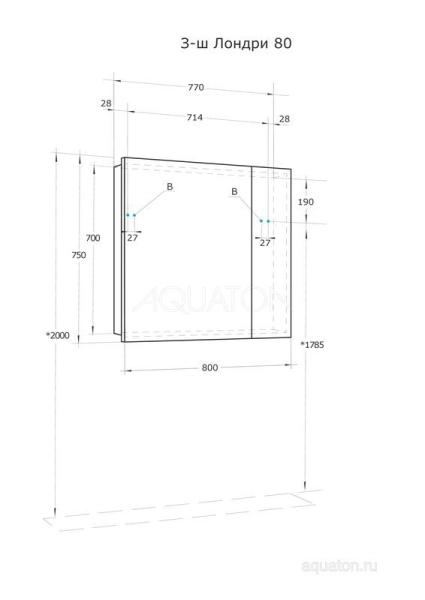 Зеркальный шкаф AQUATON Лондри 80 1A267202LH010