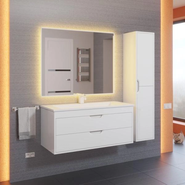 Тумба под раковину для ванной Uperwood Modul 100 см, подвесная, матовая, белая