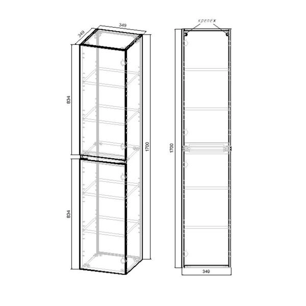 Шкаф Vincea Fine VSC-2NF170BT подвесной, 1700*350*350, Beton