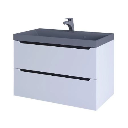 Тумба с раковиной для ванной Uperwood Tanos-Classic Quartz 80 см, белая графит/бетон